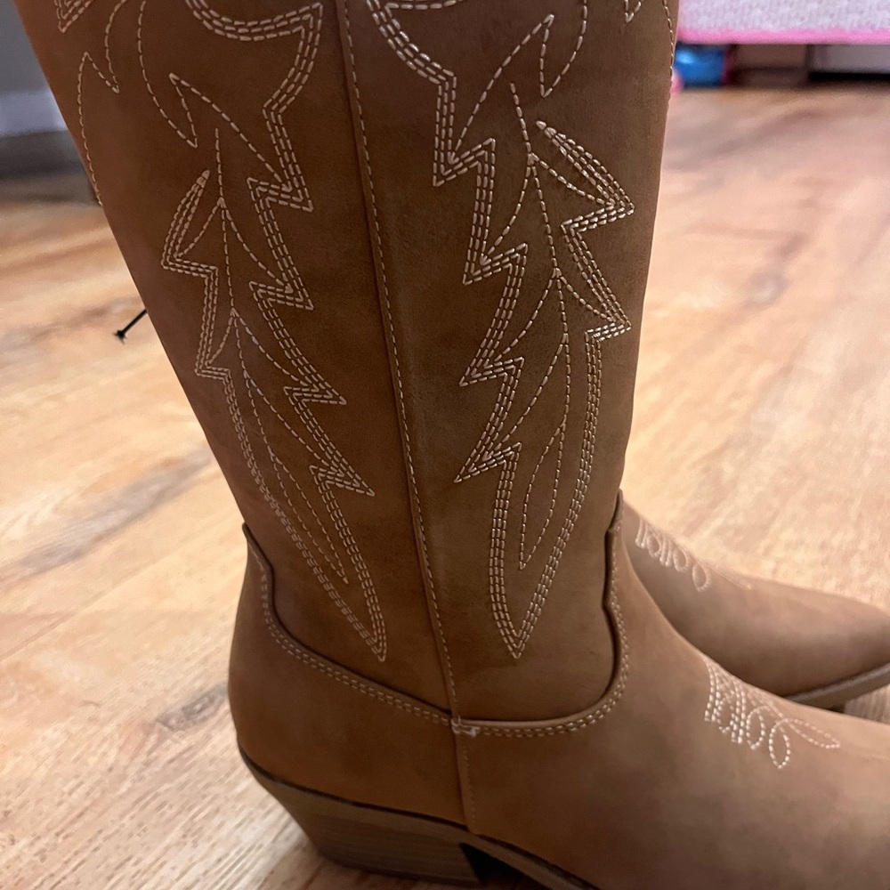 No Boundaries Tan Heeled Boots - Picture 2 of 3